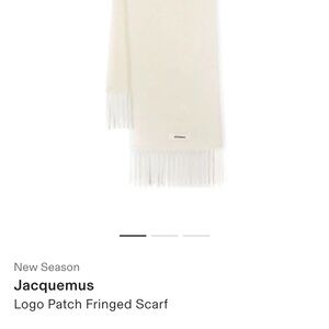 Jacquemus Cream Logo Patch Fringed Scarf